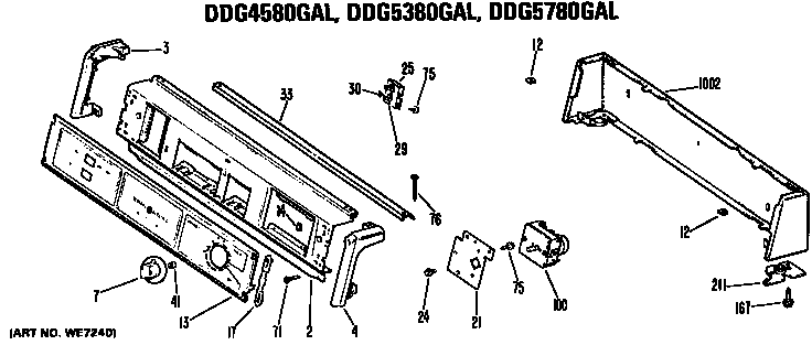 GE DDG4580GAL backsplash for ddg4580gal,ddg5380gal and ddg5780gal diagram