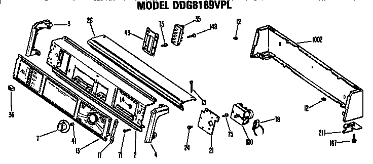 GE DDG9280GAL backsplash for ddg8189vpl diagram