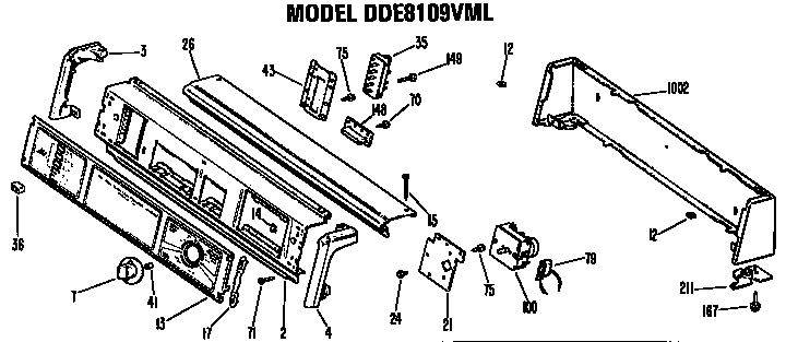 GE DDE9200GAL backsplash for dde8109vml diagram