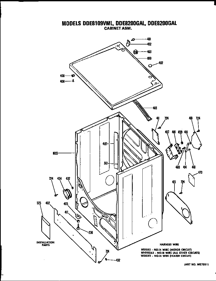 GE DDE9200GAL cabinet diagram