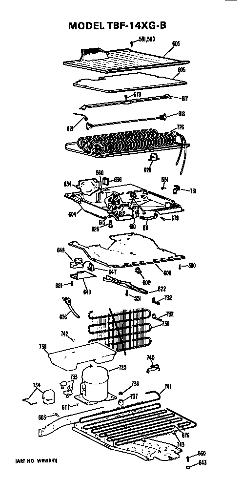 GE TBF14XGB unit parts diagram