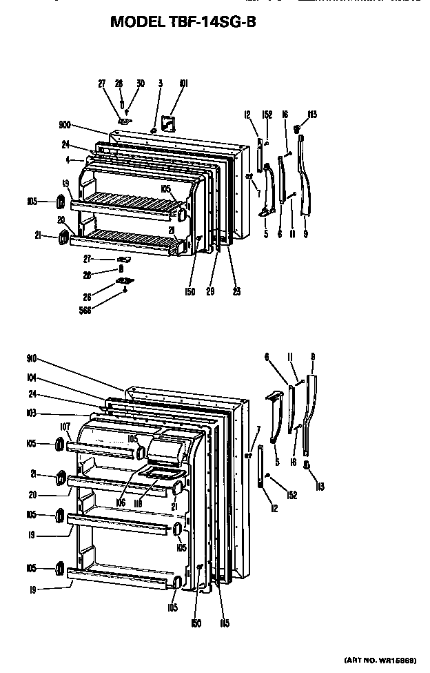 GE TBF14SGB doors diagram