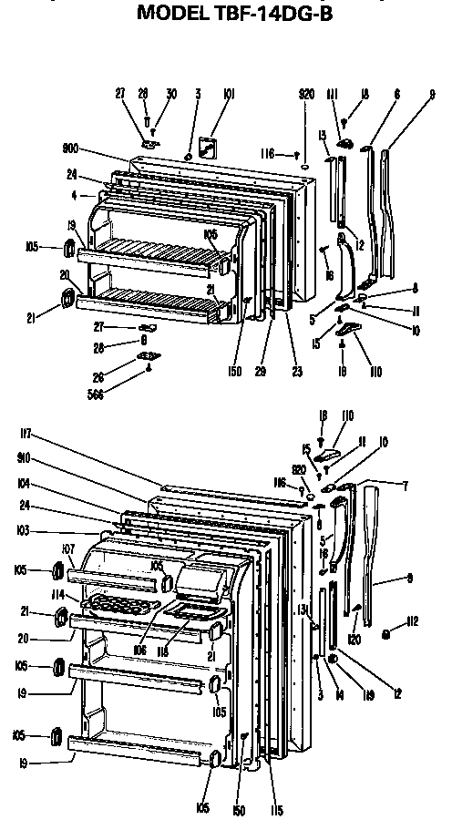 GE TBF14DGB doors diagram