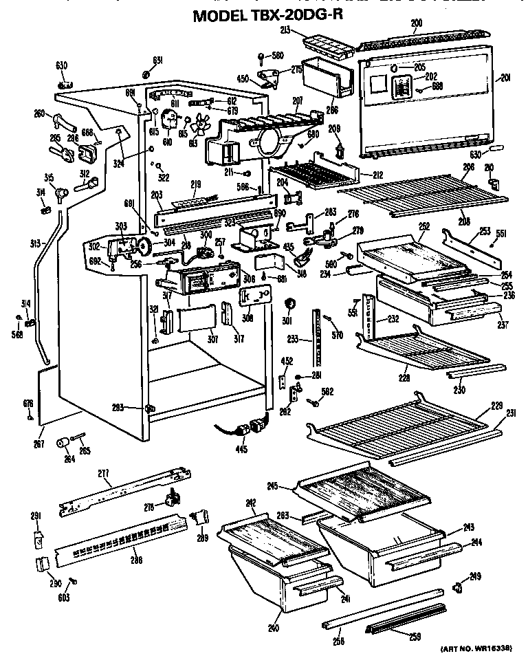 GE TBX20DGR cabinet parts diagram