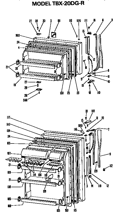 GE TBX20DGR doors diagram