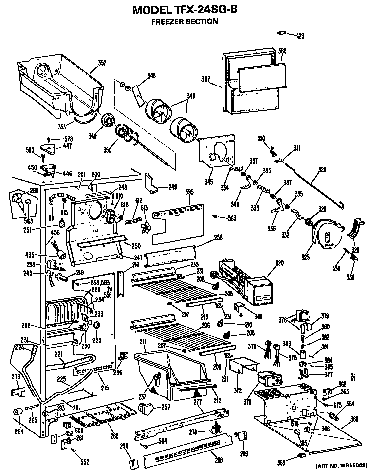 GE TFX24SGB freezer section diagram