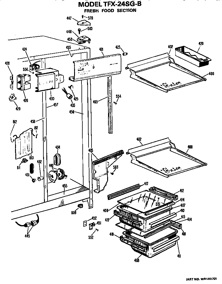 GE TFX24SGB fresh food section diagram