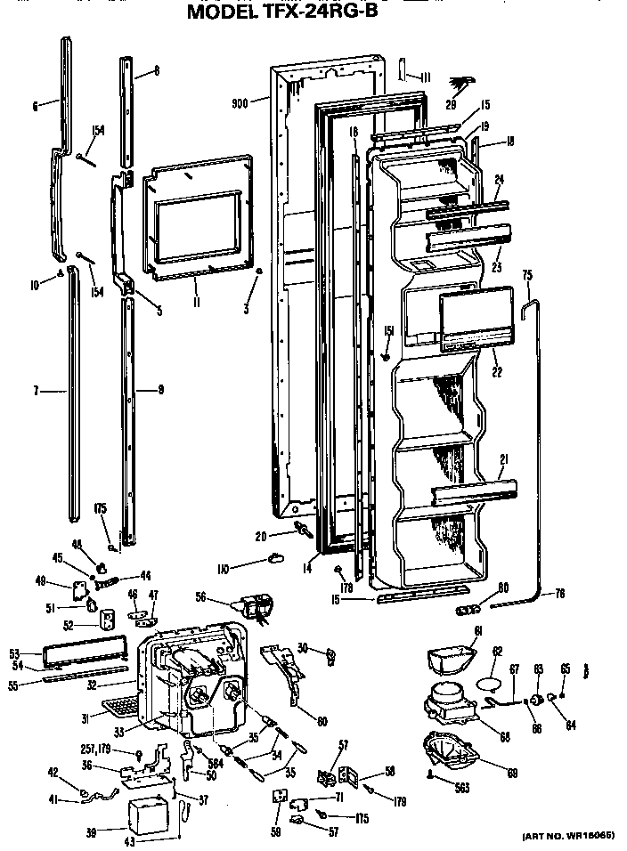 GE TFX24RGB freezer door diagram
