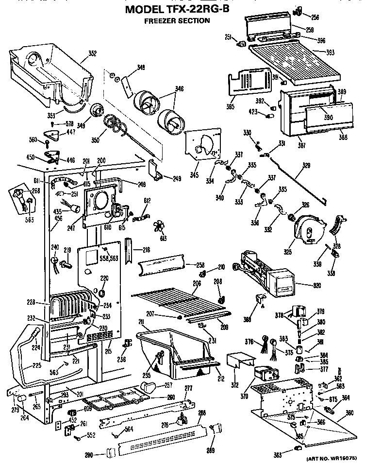 GE TFX22RGB freezer section diagram