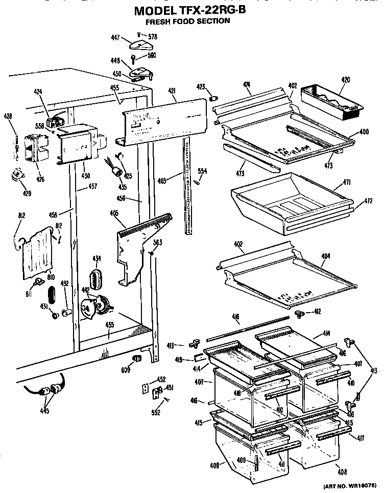 GE TFX22RGB fresh food section diagram
