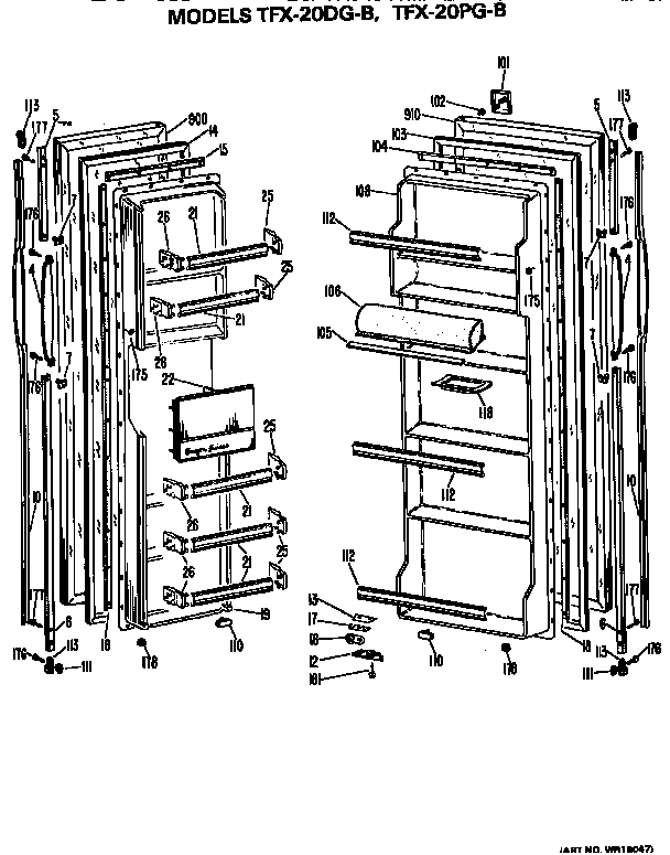 GE TFX20DGB doors diagram