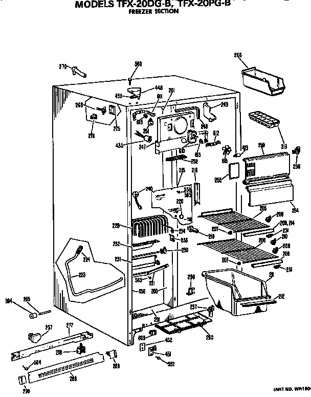 GE TFX20DGB freezer section diagram