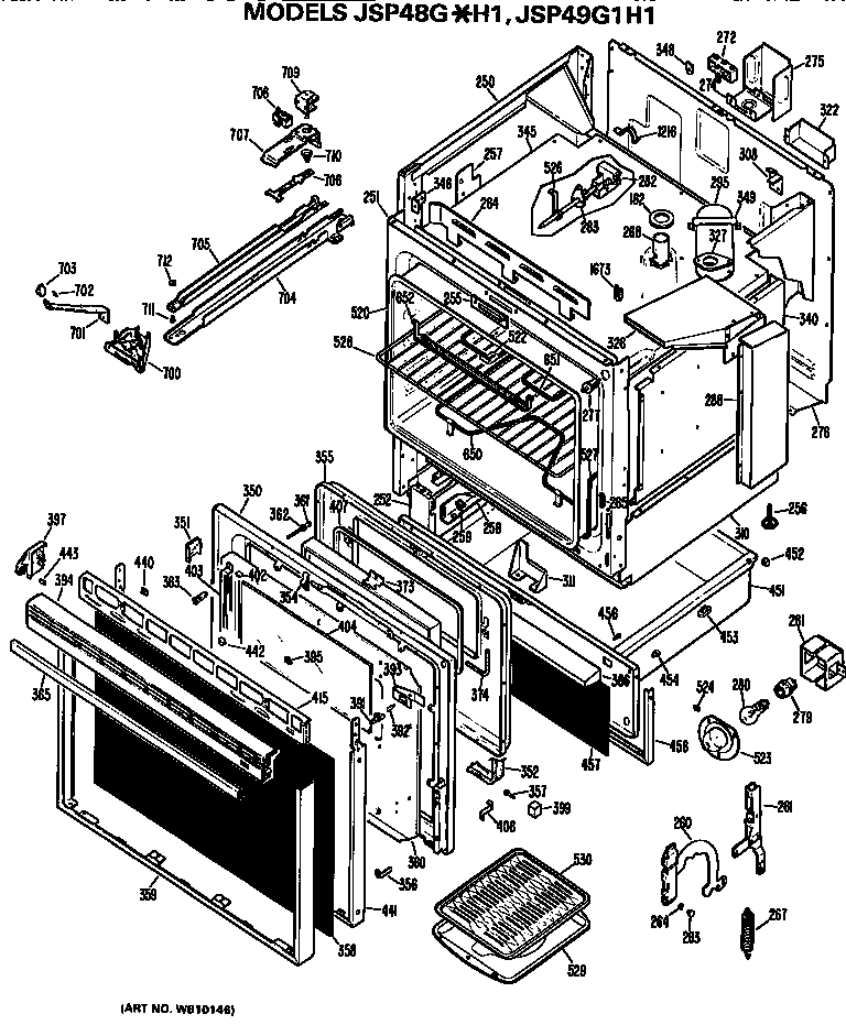 GE JSP49G1H1 main body/door diagram