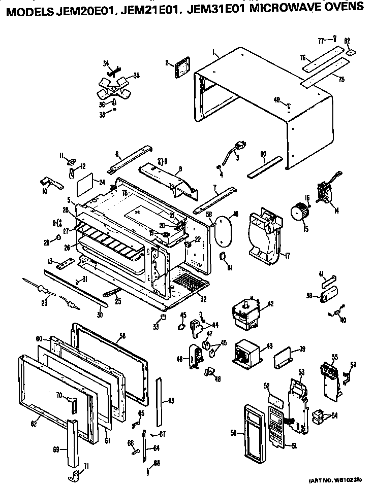 GE JEM31E01 microwave oven diagram