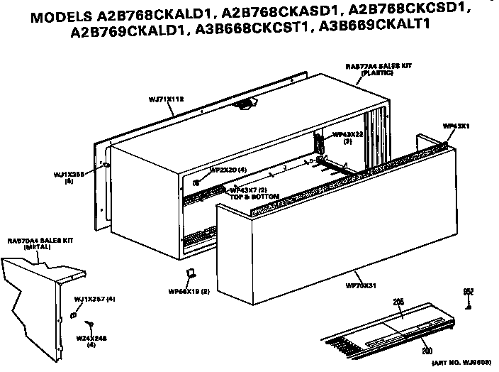 GE A2B768CKCSD1 cabinet diagram