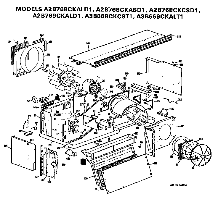 GE A2B768CKCSD1 replacement parts diagram