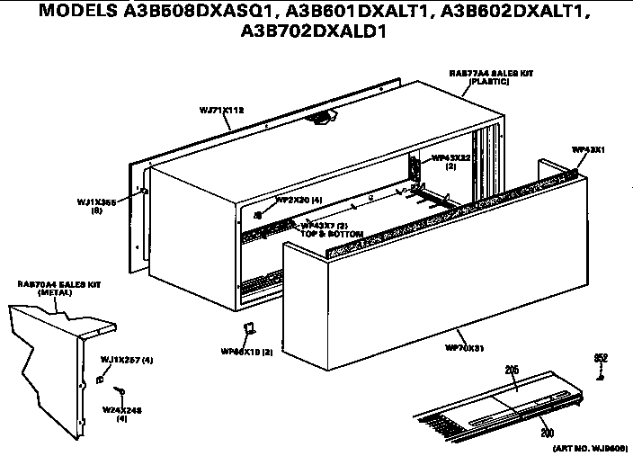 GE A3B601DXALT1 cabinet diagram