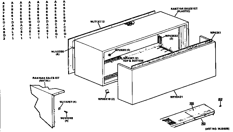 GE A3B669DACST1 cabinet diagram