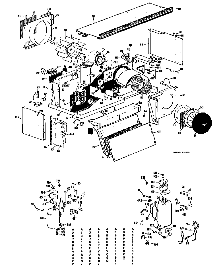 GE A3B568EVCSQ1 replacement parts/compressor diagram