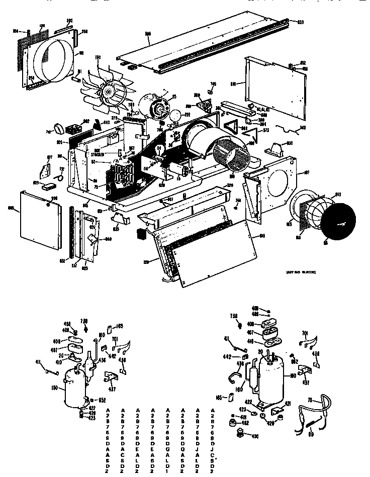 GE A2B769DACSD2 replacement parts/compressor diagram