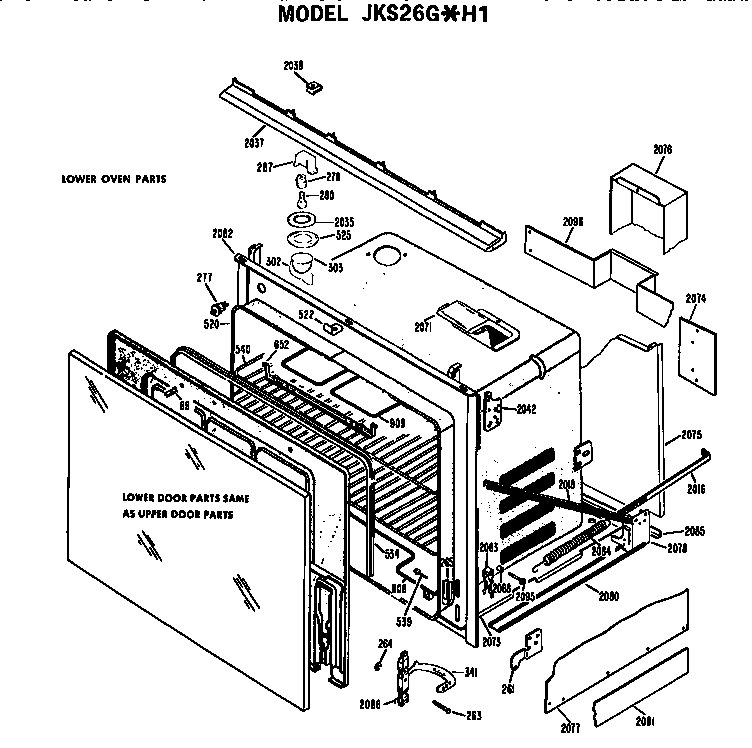 GE JKS26G*H1 lower oven diagram