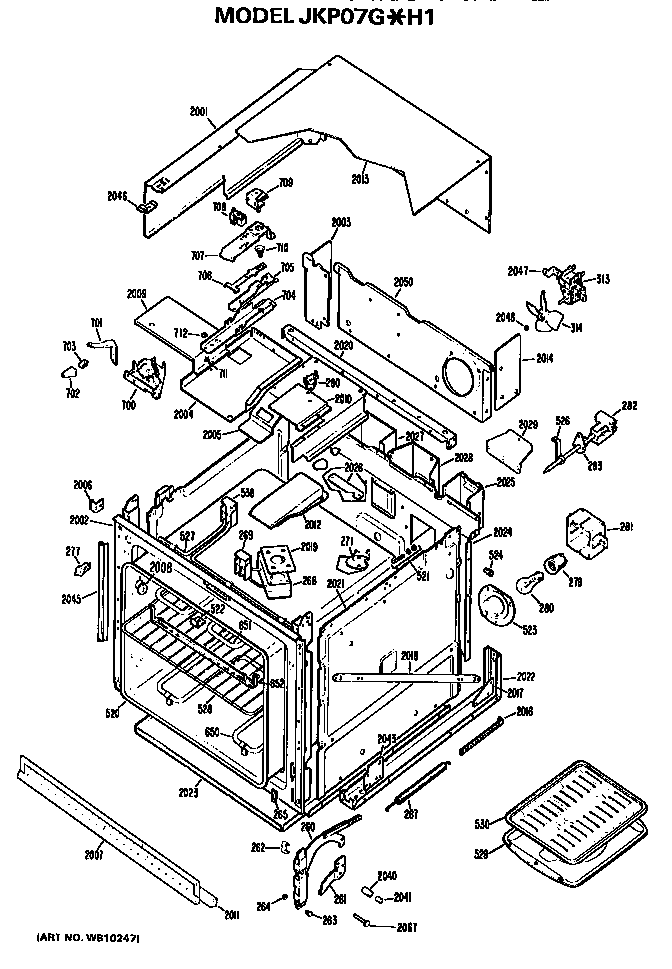 GE JKP07G*H1 lower oven diagram