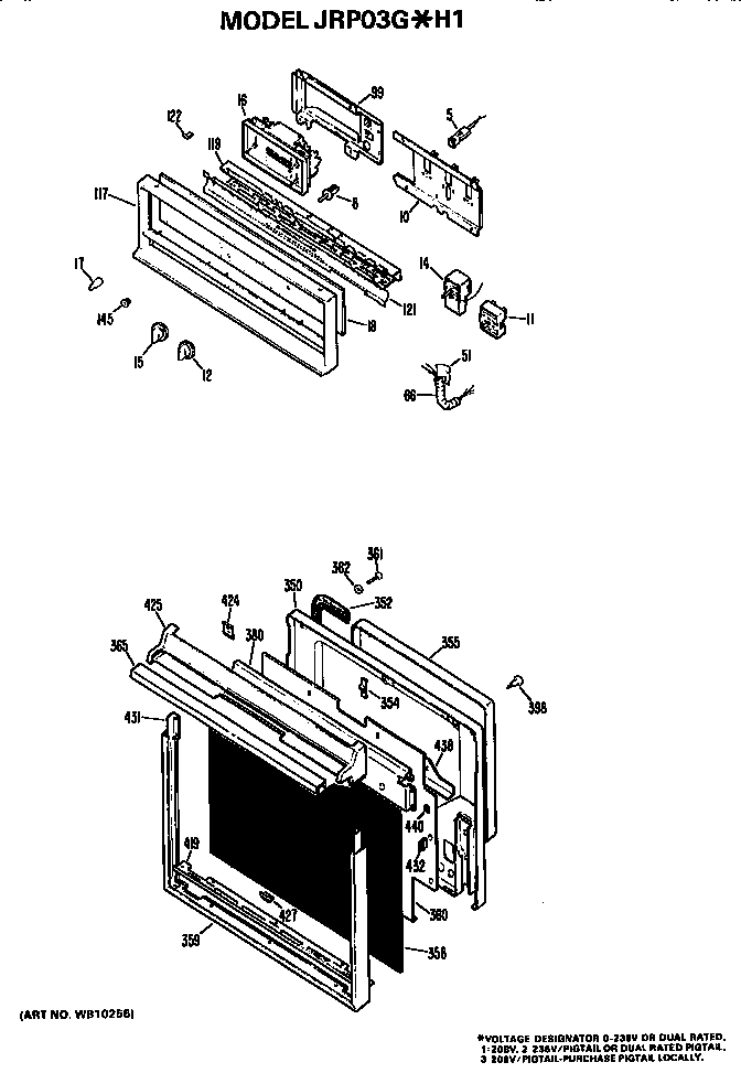GE JRP03G*H1 controls/door diagram