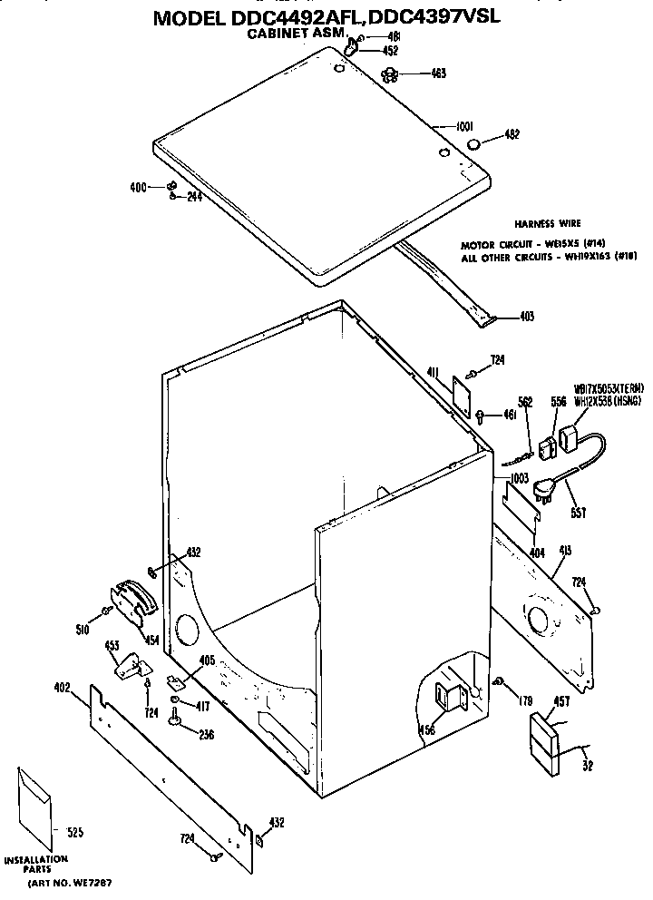 GE DDC4492AFL cabinet diagram