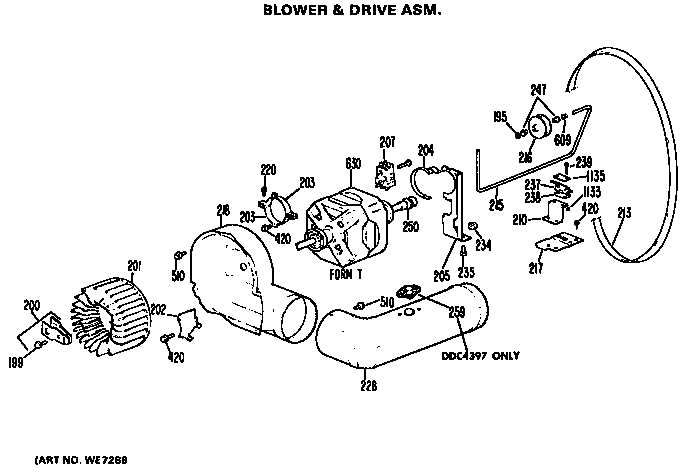 GE DDC4492AFL blower and drive assembly diagram