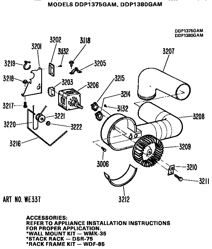 GE DDP1380GAM motor and blower diagram