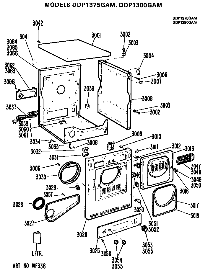 GE DDP1380GAM cabinet diagram