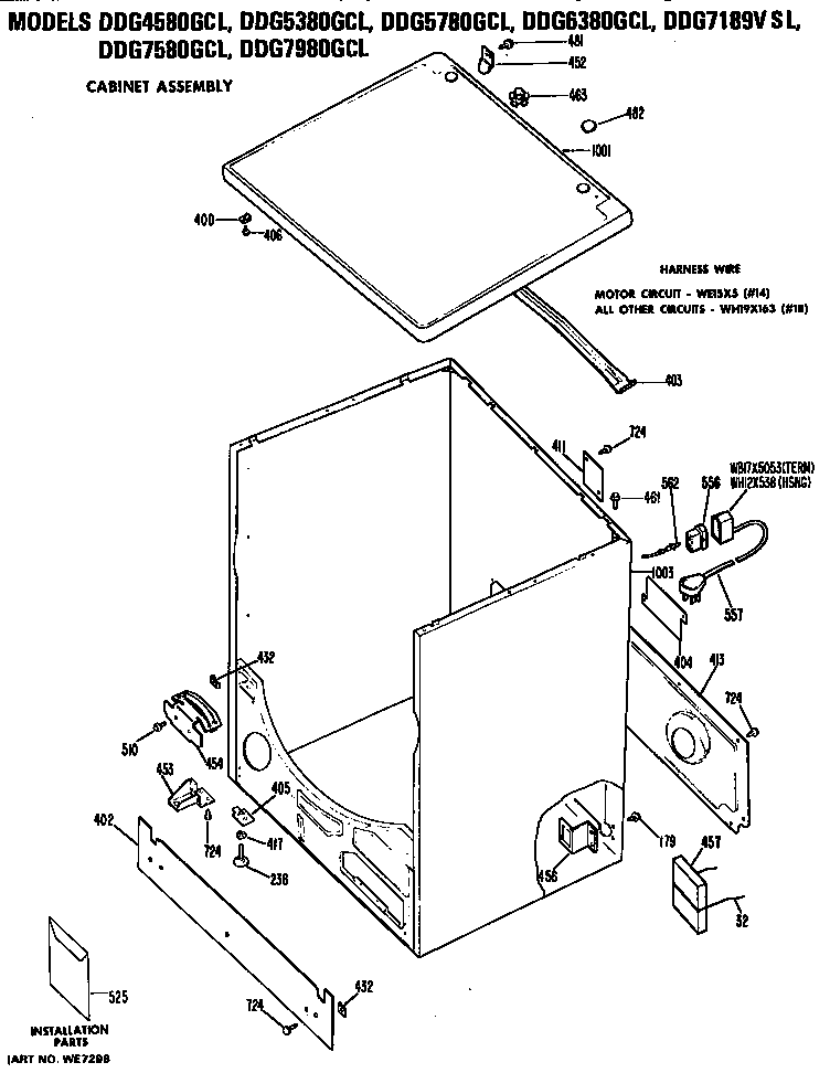 GE DDG5380GCL cabinet diagram