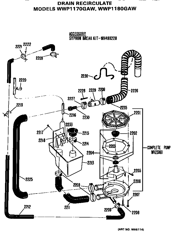 GE WWP1180GAW drain recirculate diagram