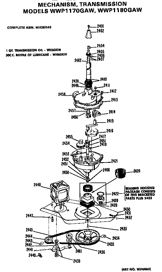 GE WWP1180GAW transmission diagram