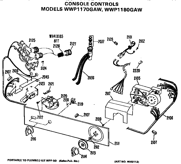 GE WWP1180GAW console diagram