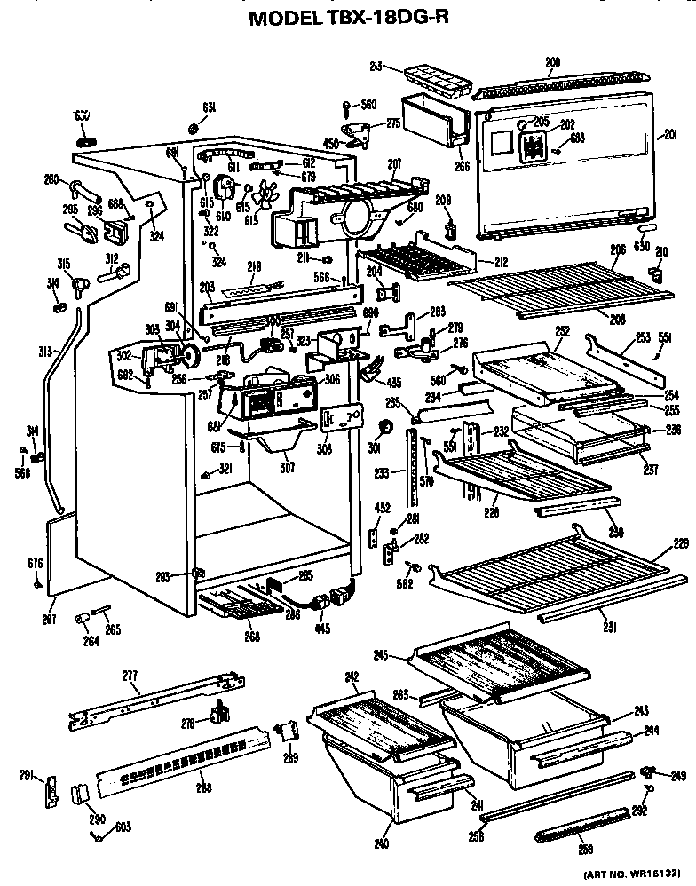 GE TBX18DGR cabinet parts diagram