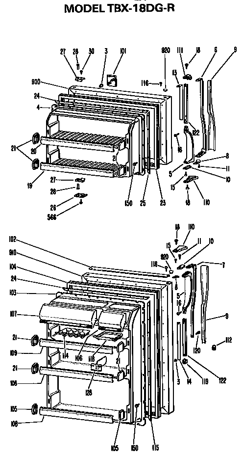 GE TBX18DGR doors diagram