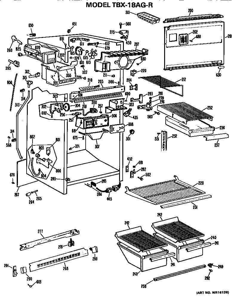 GE TBX18AGR cabinet parts diagram