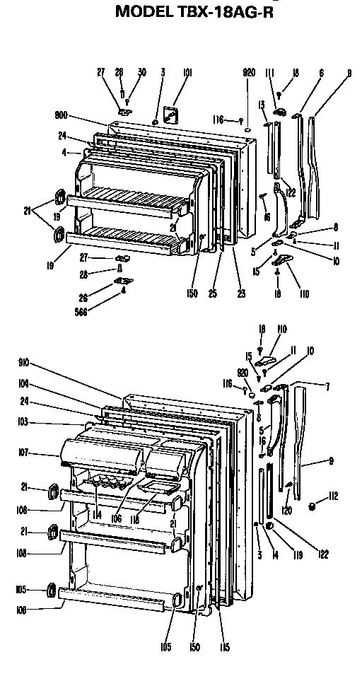GE TBX18AGR doors diagram