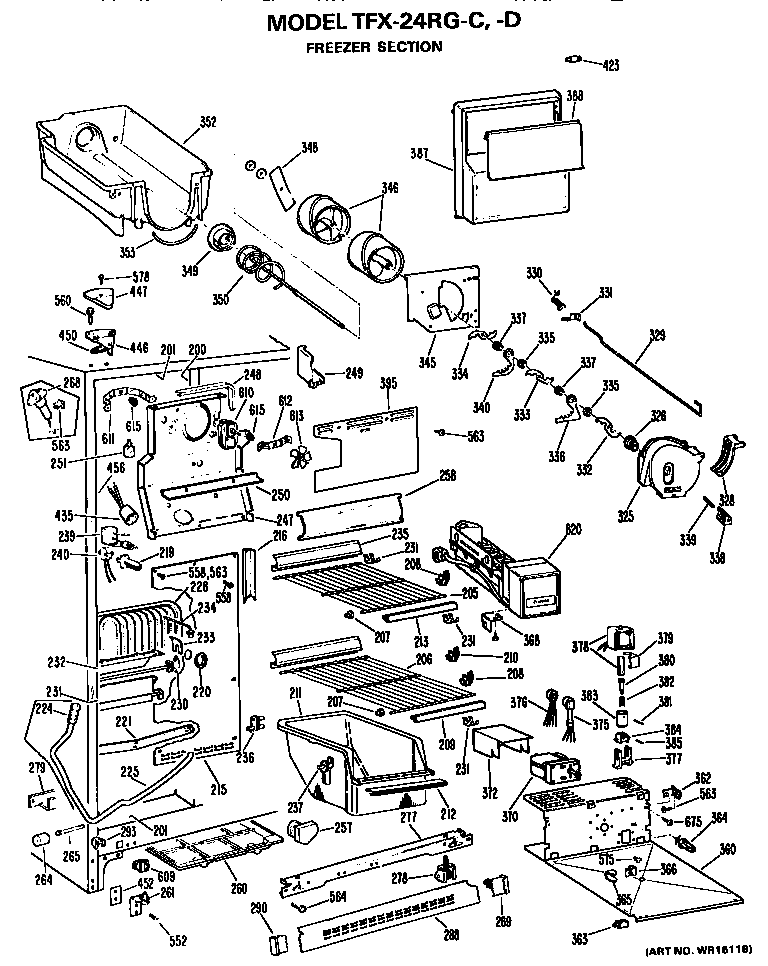GE TFX24RGD freezer section diagram