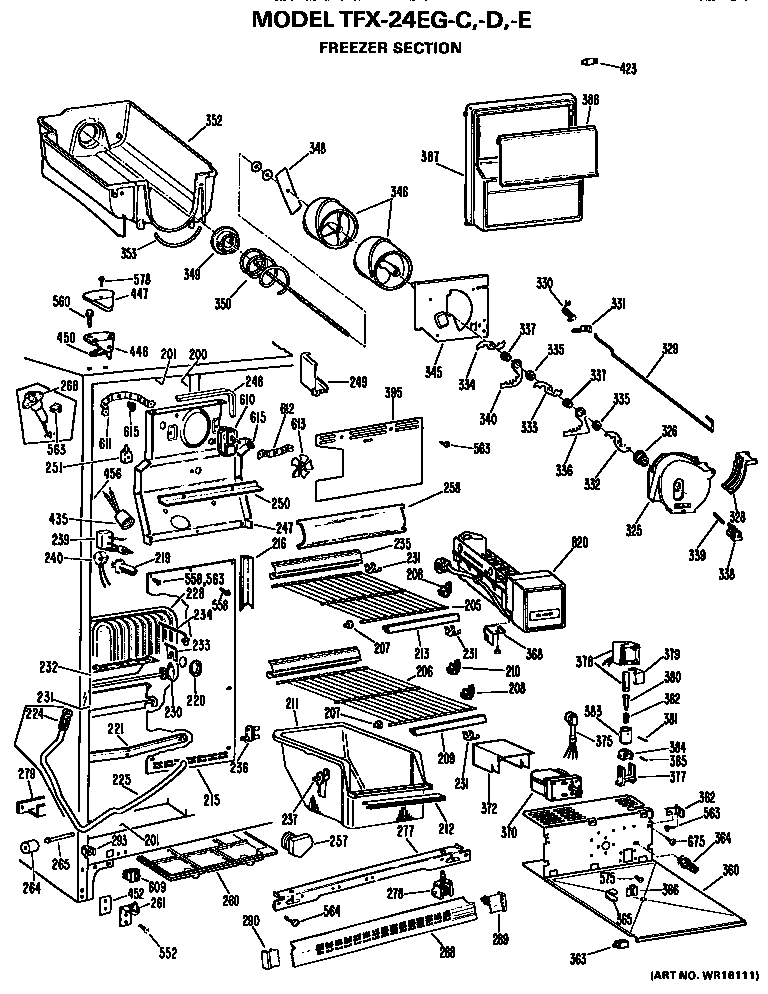 GE TFX24EGC freezer section diagram