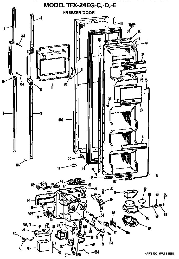 GE TFX24EGC freezer door diagram