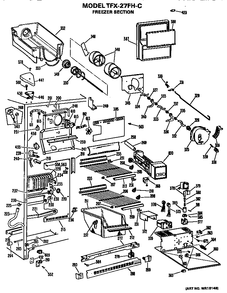 GE TFX27FHC freezer section diagram