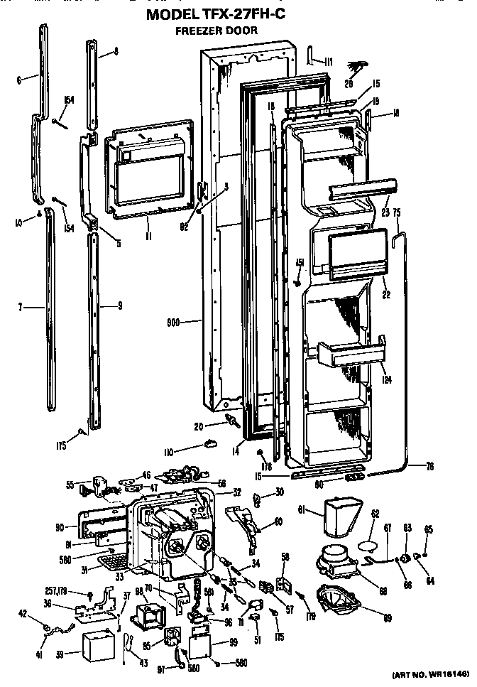 GE TFX27FHC freezer door diagram