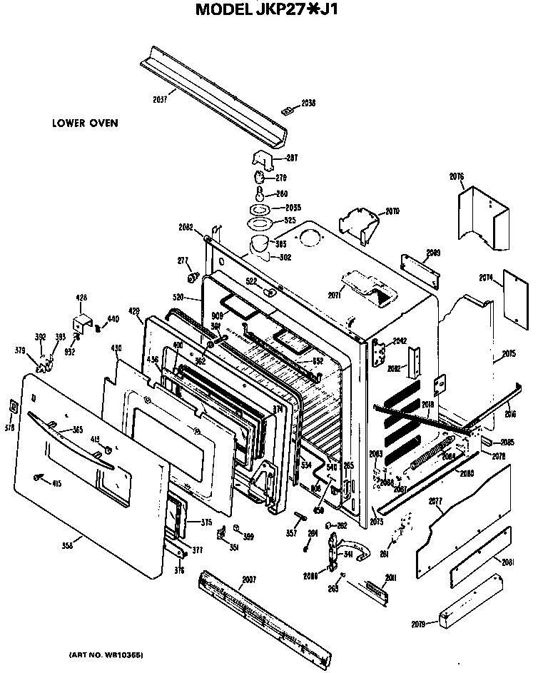 GE JKP27J1 lower oven diagram