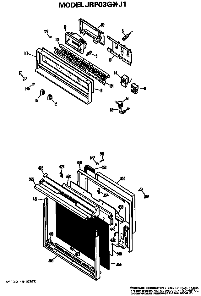 GE JRP03G*J1 door/controls diagram