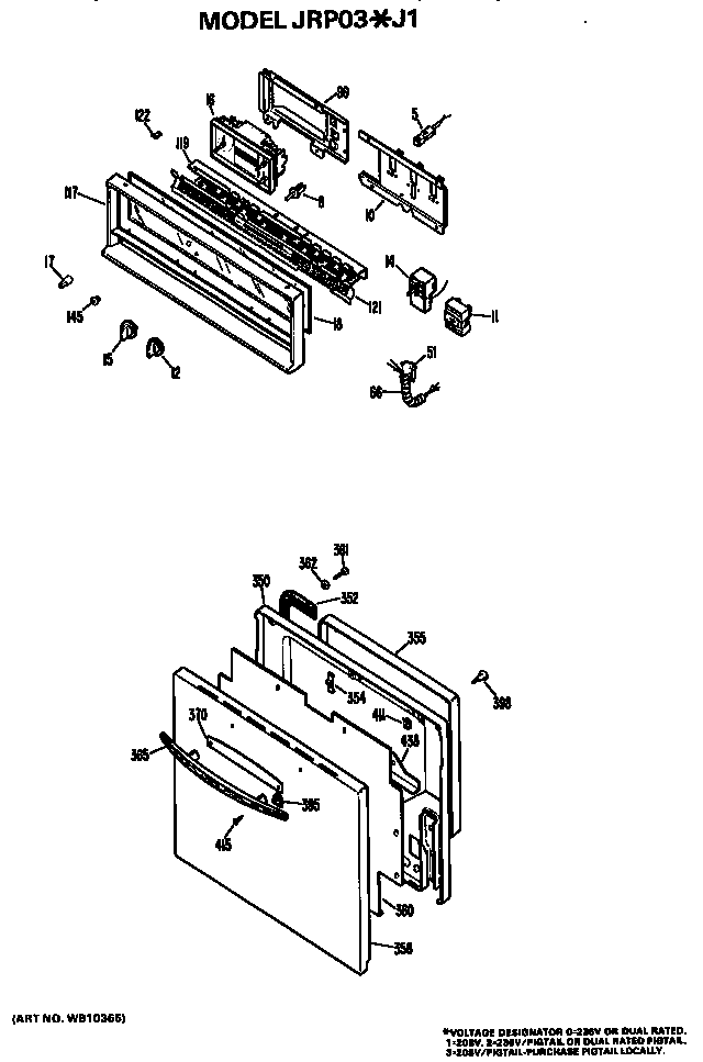 GE JRP03*J1 controls/door diagram