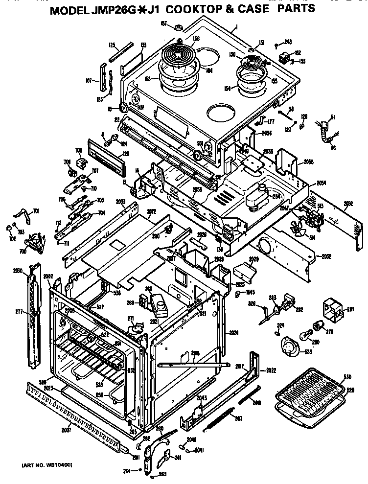 GE JMP26G*J1 main body/cooktop diagram