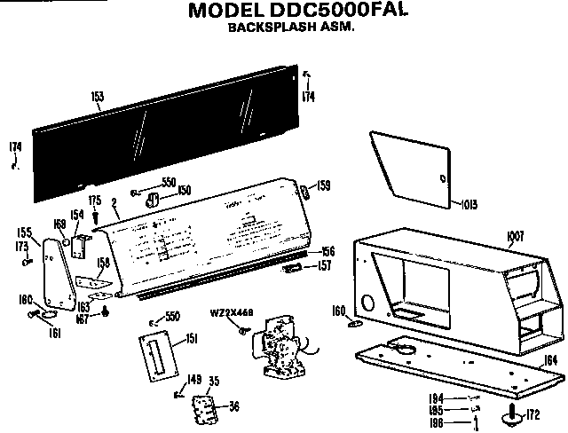 GE DDC5000FAL backsplash and coin box diagram