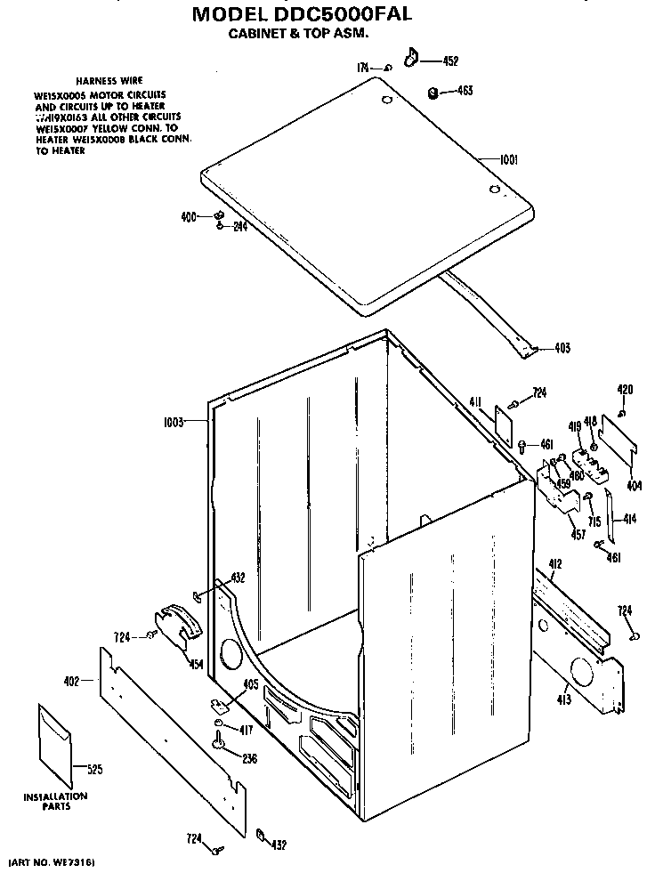GE DDC5000FAL cabinet diagram
